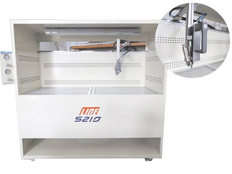 Line 5200. Cabina de encolar manual con sistema de aspiración integrado