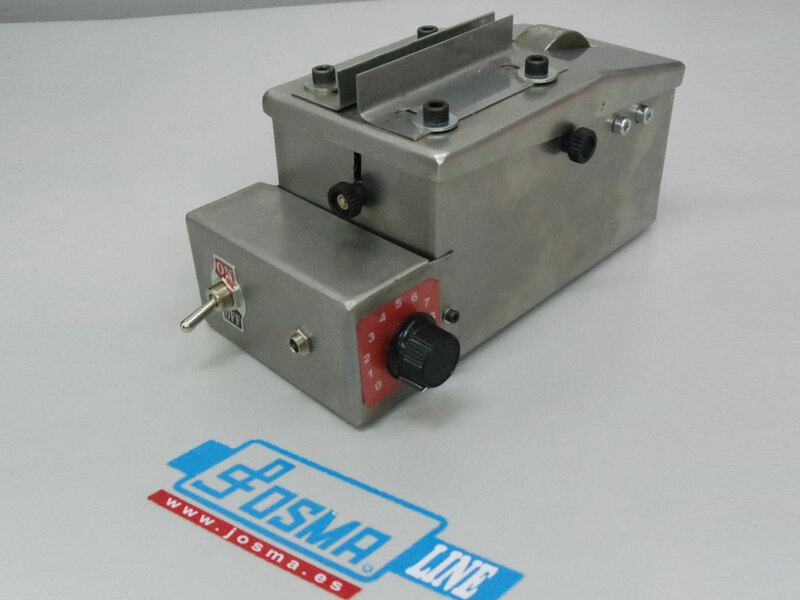 Line JM VV. Pequeña máquina de tintar un canto con motor de velocidad variable.